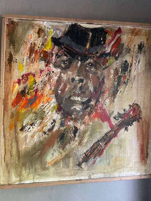 John Lee Hooker – Portrait blues peinture acrylique sur toile 100x100cm par DC Studio Maurice