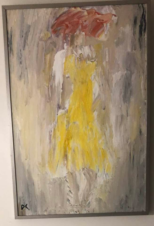 Feu et Fleur – Peinture acrylique femme rousse sur toile 50x75cm par l'artiste DC Maurice
