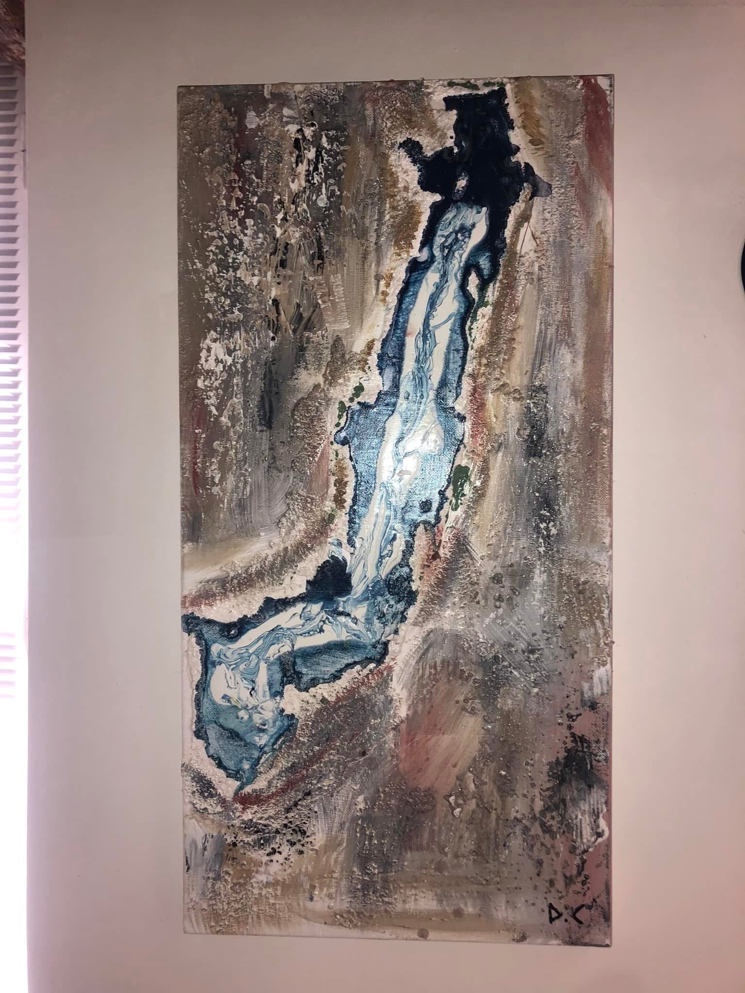 Red Sea – Peinture abstraite mer Rouge acrylique sur toile 40x70cm par DC Studio Maurice