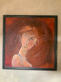 La femme au collier de perles – Portrait peinture sur toile par l'artiste mauricien DC Studio