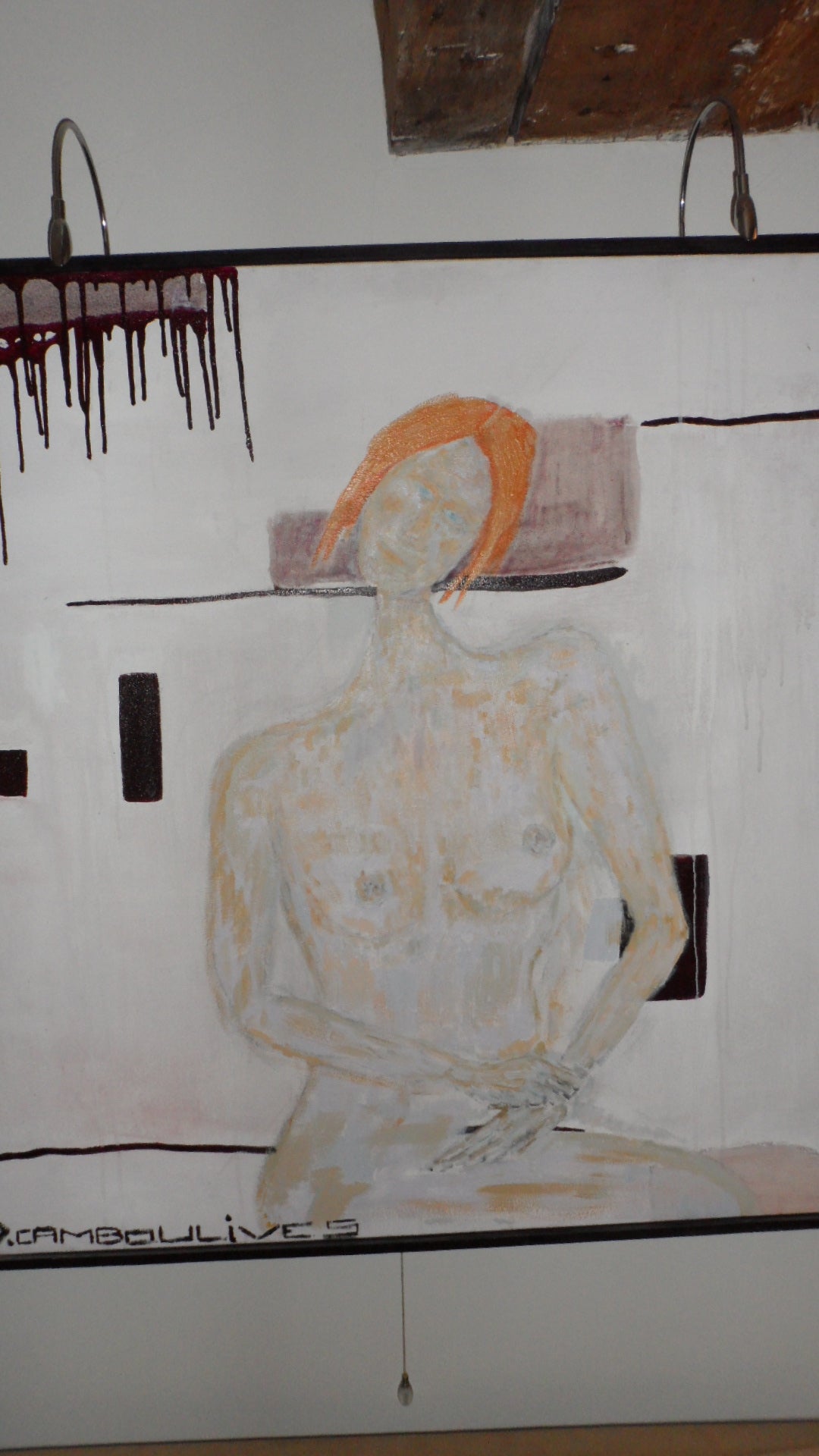 Rousse et Fragments – Peinture cubiste femme rousse sur toile par DC Studio Maurice