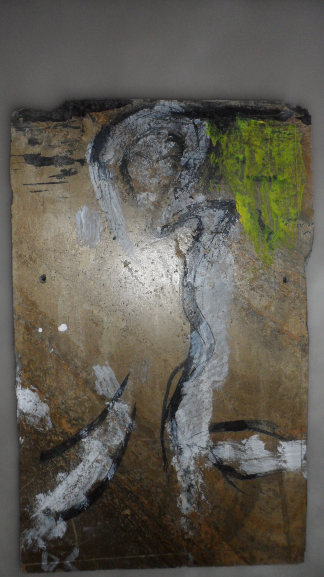 Self – Peinture intime sensuelle sur ardoise 20x40cm par l'artiste mauricien DC Studio