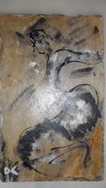Dervish – Peinture encre de Chine derviche tourneur sur ardoise 20x40cm par DC Studio Maurice